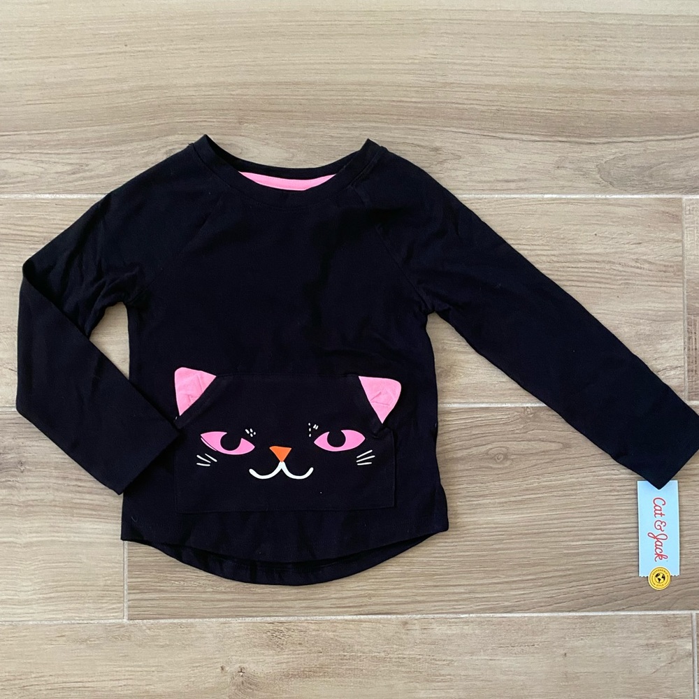 Cat & Jack Black Cat Long Sleeve Halloween Shirt